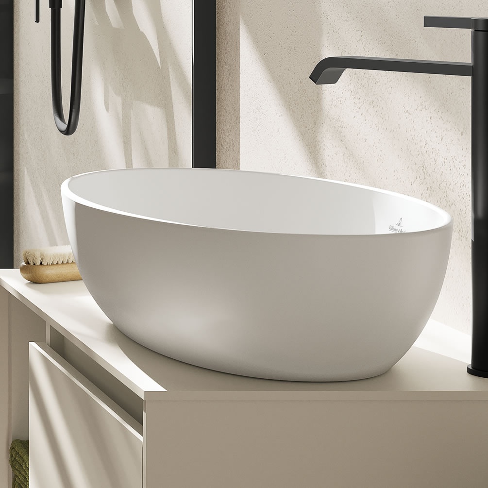 Lifestyle image of Villeroy & Boch Artis 480mm Stone White CeramicPlus Countertop Basin